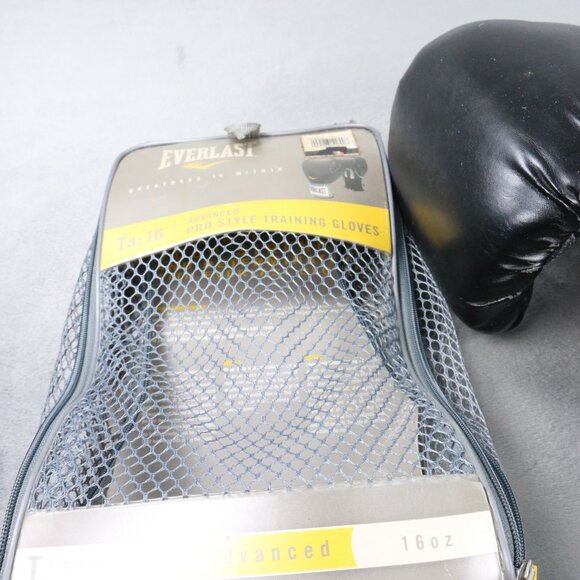 Everlast Advanced Pro Style Training Boxing Gloves 16oz + Hand Wraps Black/Grey - Picture 10 of 13